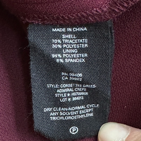 Theory Corset Tee Dress Women 8 Burgundy Short Sleeve Crew Neck - Picture 4 of 5